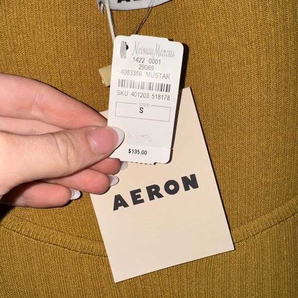 NWT 💛 Aeron Neiman Marcus Mustard Ribbed Long Sleeve Top Size Small 💛 - Picture 4 of 7